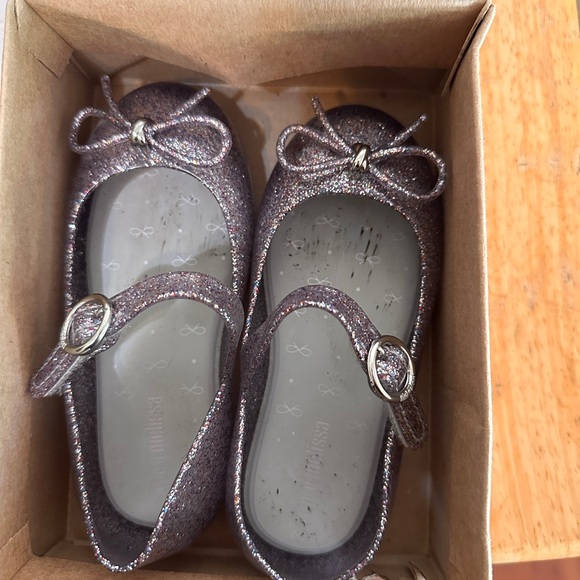 Mini Melissa Sparkly Silver Dress Shoes - Picture 3 of 5